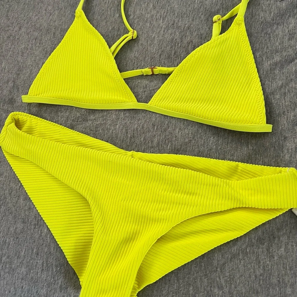 Neon yellow ribbed Frankie’s bikini